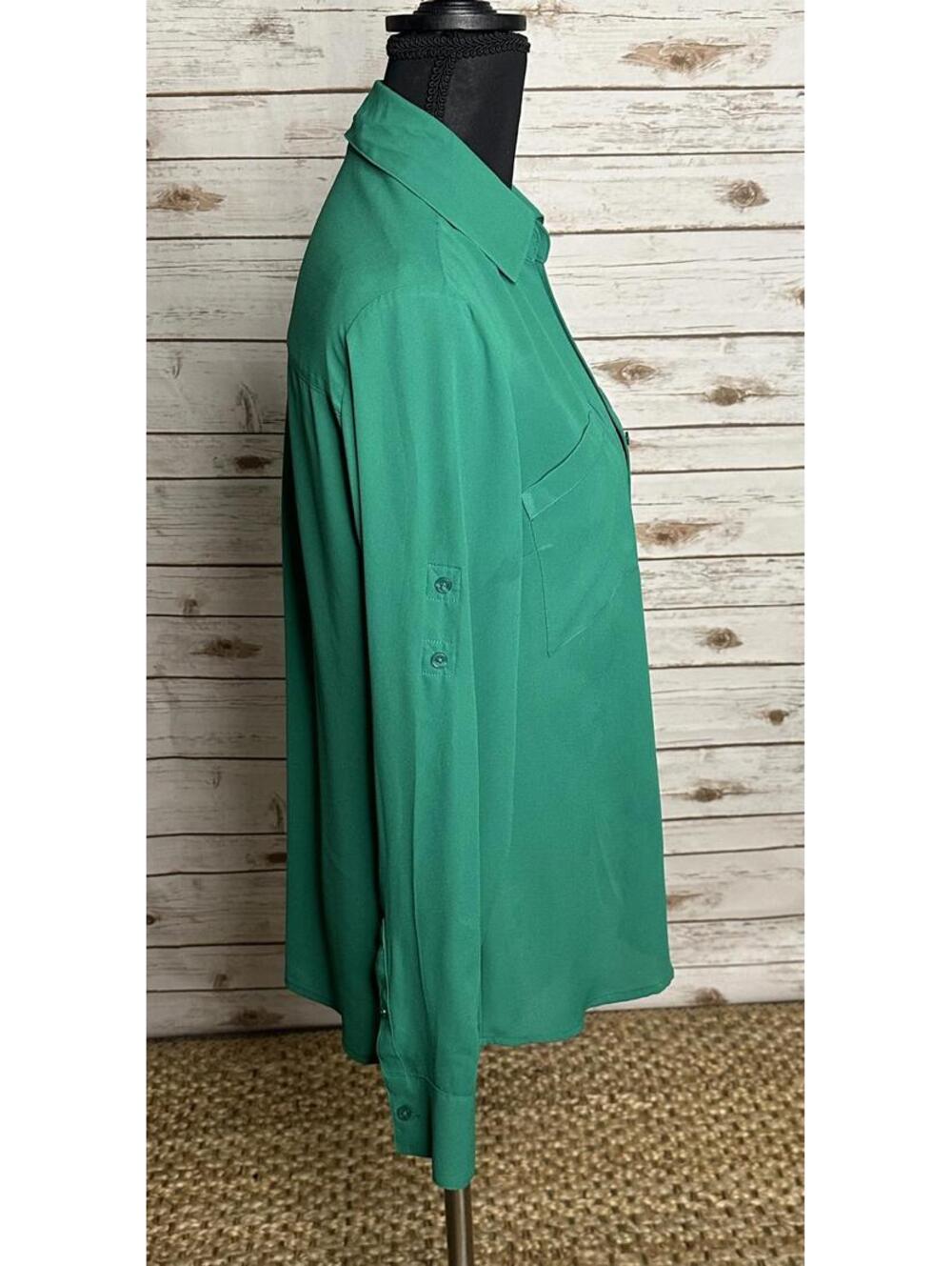 Express Slim Portofino kelly green long sleeve button-up shirt Size Small - Picture 3 of 5